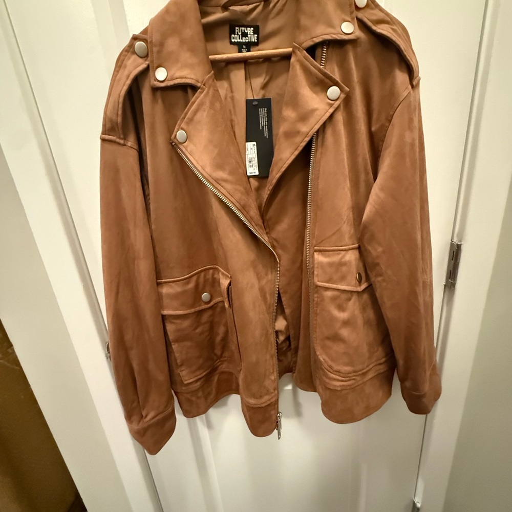 Women’s Tan Suede Military Jacket - Picture 7 of 8